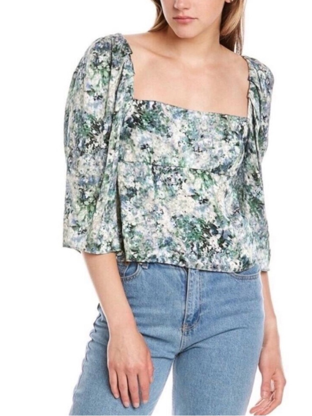 Vince Green Floral Square-Neck Women’s Top